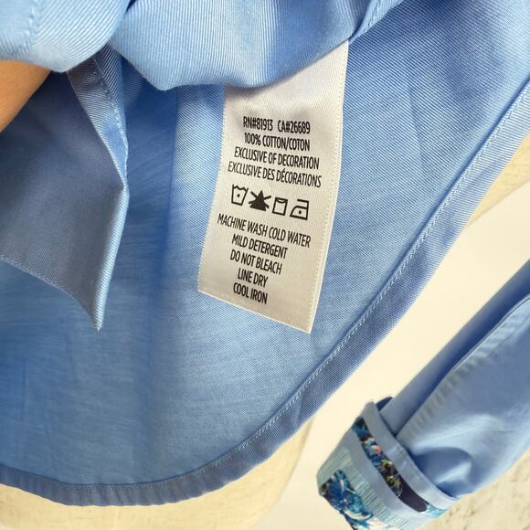 Robert Graham Woven Button Front Long Sleeve Shirt Rutherford Solid Light Blue M - Picture 5 of 9